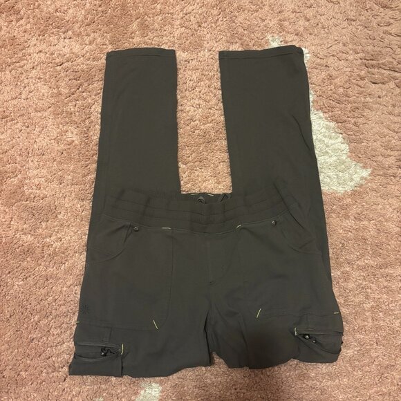 Athleta Womens Large North Peak Cargo Pants Green Olive Stretch Yoga Workout Gym - Picture 1 of 13